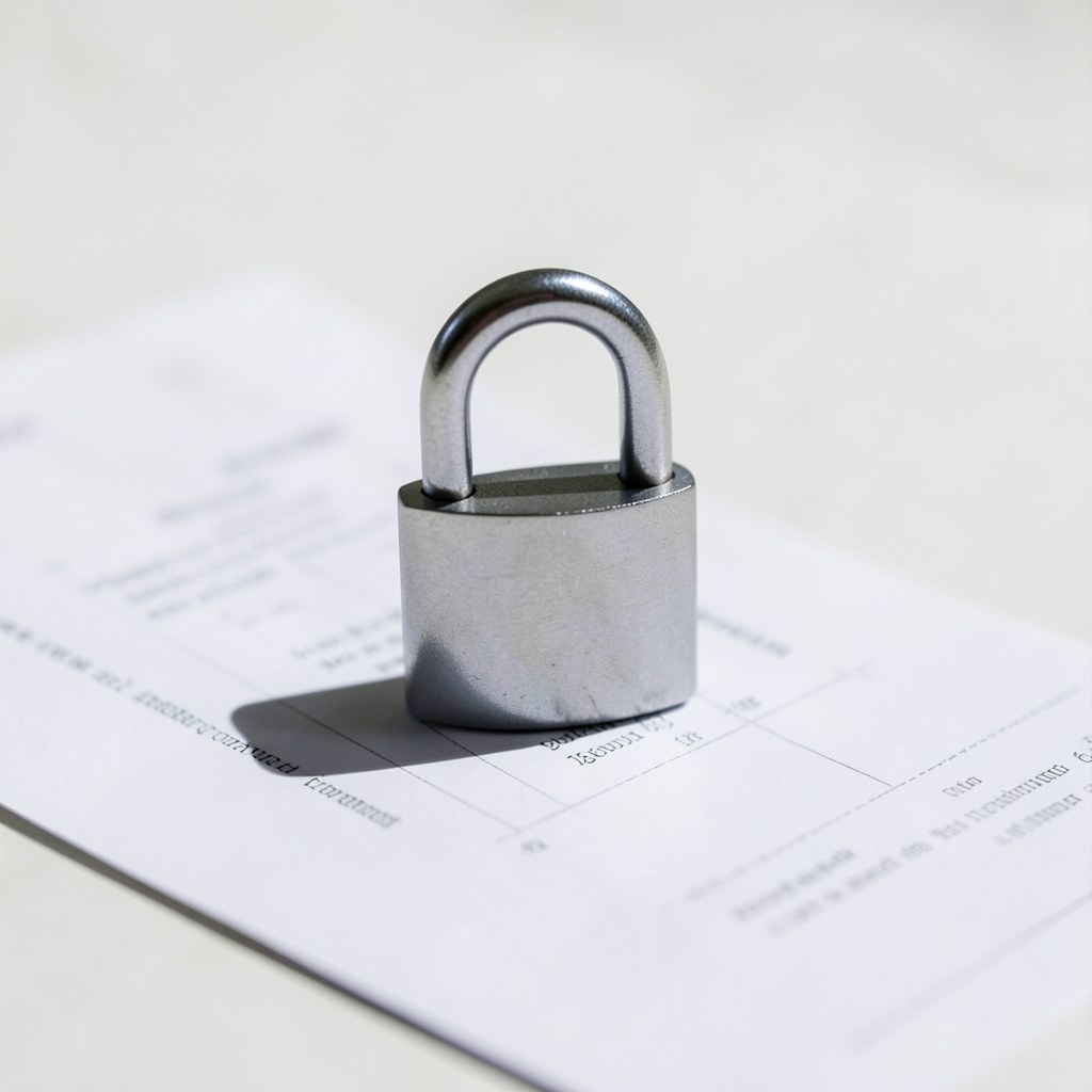 A padlock on a document, symbolizing privacy and data protection.